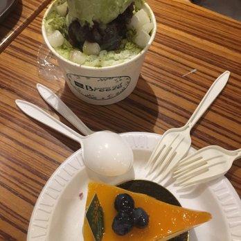 Breeze Bakery Cafe - Cake and matcha bingsoo. Cake was dry but the matcha bingsoo was ok. Great option to share with friends! - Bakeries Near Me - Annandale, Virginia
