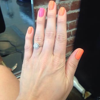 KB Nails - Coral orange and pink! Perfect summer colors! - Nail Salons Near Me - Sacramento, California