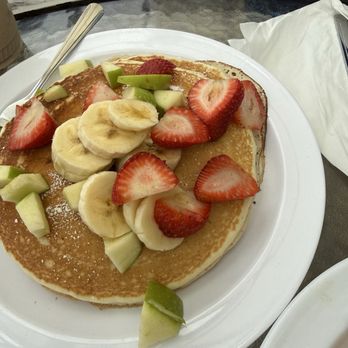 The Press - pancakes with fresh fruit on top - Breakfast & Brunch Near Me - El Granada, California The Press - pancakes with fresh fruit on top - Breakfast & Brunch Near Me - El Granada, California