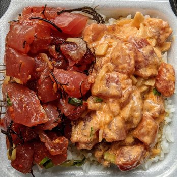 Ono Seafood - Regular Combo w/ Hawaiian Style Ahi & Spicy Ahi - 5/5 - Seafood Near Me - Honolulu, Hawaii Ono Seafood - Regular Combo w/ Hawaiian Style Ahi & Spicy Ahi - 5/5 - Seafood Near Me - Honolulu, Hawaii
