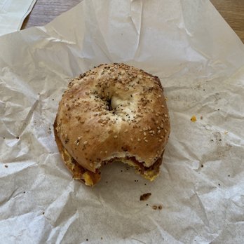 Milk + Honey Cafe - Bacon egg sandwich on everything bagel - Coffee & Tea Near Me - Cleveland, Ohio