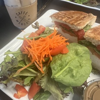 Caffe Mercato - Vanilla iced coffee and caprese panini - Cafes Near Me - Menifee, California