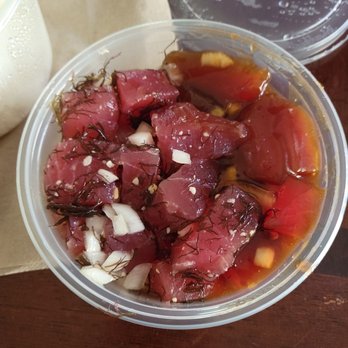 Kaohu Store - They put the 2 choices in one container. If you could tell you difference, the ogo ahi on the left and the shoyu ahi on the right. - Meat Shops Near Me - Wailuku, Hawaii Kaohu Store - They put the 2 choices in one container. If you could tell you difference, the ogo ahi on the left and the shoyu ahi on the right. - Meat Shops Near Me - Wailuku, Hawaii