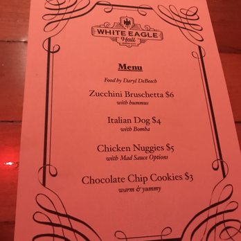 White Eagle Hall - Tonight's event food menu - Performing Arts Near Me - Jersey City, New Jersey White Eagle Hall - Tonight's event food menu - Performing Arts Near Me - Jersey City, New Jersey