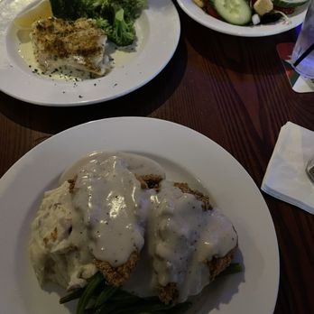 Crossroads Pub - Country fried chicken, baked haddock with broccoli and house salad - American Near Me - Braintree, Massachusetts
