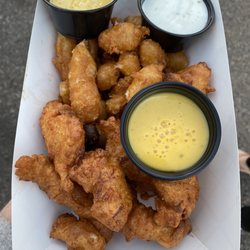Beer batter chicken and cheese curds (gf beer was used)