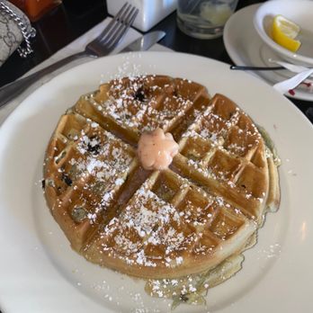 Melba's Restaurant - Blueberry Eggnog Waffle with Strawberry Butter - Southern Near Me - New York, New York