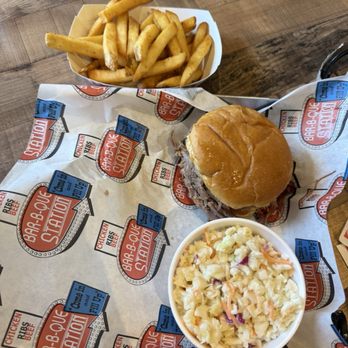 Bar B Que Station - small plate Pulled Pork - side coleslaw and fries - Barbeque Near Me - Hammond, Louisiana Bar B Que Station - small plate Pulled Pork - side coleslaw and fries - Barbeque Near Me - Hammond, Louisiana