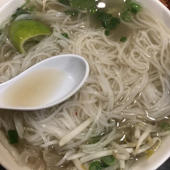 Pho Oh Tasty - My pho with rare beef and tendon. I failed and mixed everything up before the picture - Vietnamese Near Me - Orange, California