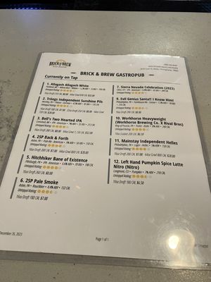 Menu photo 5 Brick & Brew Media, PA