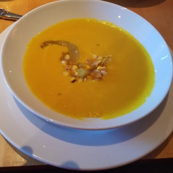 Del Alma - Soup of the day corn with aji amarillo. - Latin American Near Me - Corvallis, Oregon