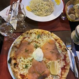 salmon pizza and cheese pasta salmon pizza and cheese pasta