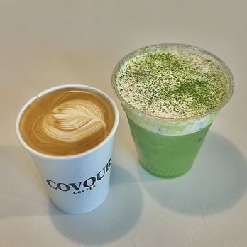 Covour Coffee - Flat White ($5) & Matcha Einspanner ($7) - Coffee & Tea Near Me - Palo Alto, California