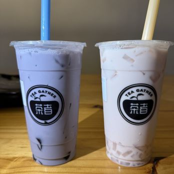 Tea Gather - Taro milk tea with grass jelly and red guava milk tea with lychee jelly - Bubble Tea Near Me - Northville, Michigan Tea Gather - Taro milk tea with grass jelly and red guava milk tea with lychee jelly - Bubble Tea Near Me - Northville, Michigan