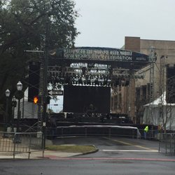 Moon Pie Over Mobile, Annual Moon Pie Drop - Stage being set up for tonight