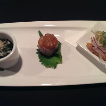 Shiro's - Appetizer: spinach, eggplant, and salmon - Sushi Bars Near Me - Seattle, Washington