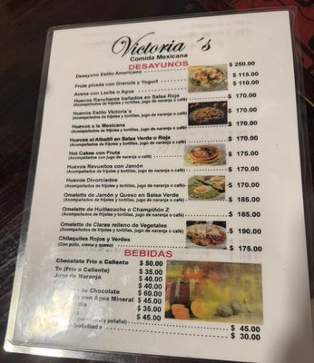 Menu photo 2 Victoria's San Miguel de Allende, GUA