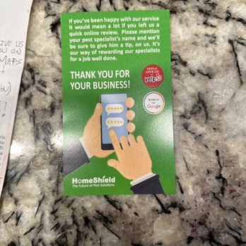 HomeShield Pest Control - Leave us a review card - Pest Control Near Me - Rocklin, California HomeShield Pest Control - Leave us a review card - Pest Control Near Me - Rocklin, California