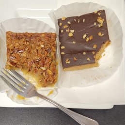Pecan bar (left) & peanut butter bar (right) Pecan bar (left) & peanut butter bar (right)