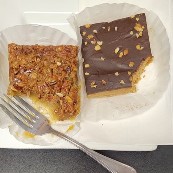Muscoreil's Fine Desserts - Pecan bar (left) & peanut butter bar (right) - Bakeries Near Me - North Tonawanda, New York