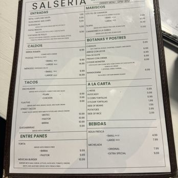 Salseria - Lunch/Dinner menu - Tacos Near Me - Webster, Texas Salseria - Lunch/Dinner menu - Tacos Near Me - Webster, Texas