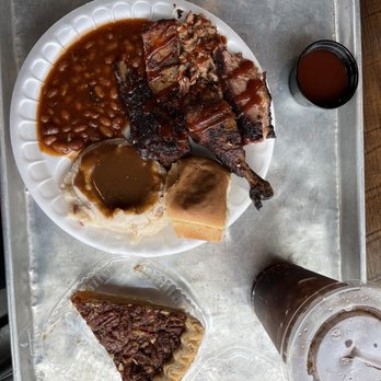 Vernon's Smokehouse - a plate of food and a drink - Barbeque Near Me - Memphis, Tennessee