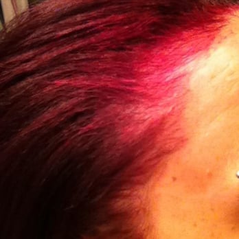 Hair Glamour - This is the "cleaned up version" of Tiffany's dye job. The entire hairline was also dyed red and she had me leave the salon like this. - Cosmetics & Beauty Supply Near Me - Oakland, California
