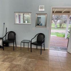 Backyard Barbershop - The backyard barbershop waiting area.