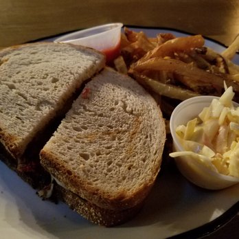 Hudson Hall - Pastrami sandwich with fries and slaw - Beer Bar Near Me - Jersey City, New Jersey Hudson Hall - Pastrami sandwich with fries and slaw - Beer Bar Near Me - Jersey City, New Jersey