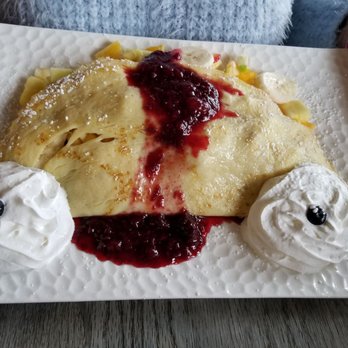 Moussaka Mediterranean Kitchen - Fruit crepe with tons of fresh fruit inside - Mediterranean Near Me - San Leandro, California Moussaka Mediterranean Kitchen - Fruit crepe with tons of fresh fruit inside - Mediterranean Near Me - San Leandro, California