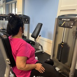 Client performing hip abduction exercise