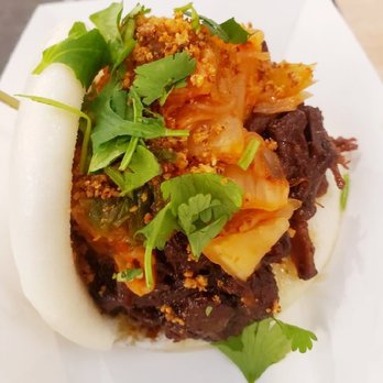 Bird And Bao - Patchogue Bao. Seasoned pork belly on a fluffy soft bun. Topped off with kimchee cilantro and crushed peanuts. Very nice - Asian Fusion Near Me - Patchogue, New York
