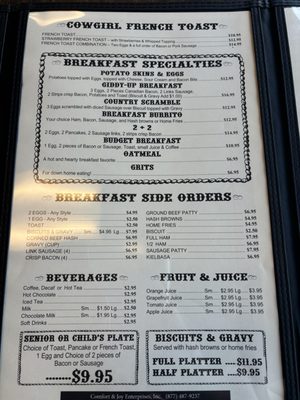 Menu photo 6 Cowgirl Cafe Nipomo, CA