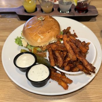 Broken Yolk Cafe - Crispy Chicken sandwich with Sweet Potatoe Fries - Breakfast & Brunch Near Me - Oceanside, California Broken Yolk Cafe - Crispy Chicken sandwich with Sweet Potatoe Fries - Breakfast & Brunch Near Me - Oceanside, California