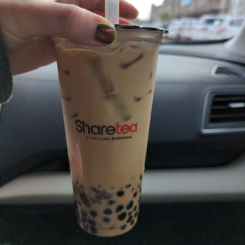 Sharetea - Okinawa Pearl milk tea with red bean. - Bubble Tea Near Me - Rockwall, Texas