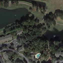 Polly Palmer Park - Aerial view of park showing the two lakes and walking trails