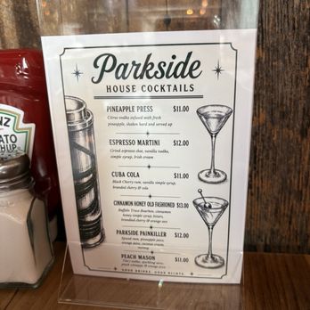 Parkside Restaurant - Cocktail Menu - Sept 2026 - American Near Me - Raleigh, North Carolina