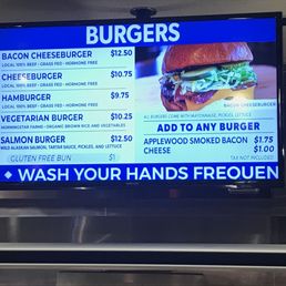 Menu at Cafeteria