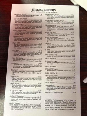 Menu photo 6 Los 3 Mariachis Folkston, GA