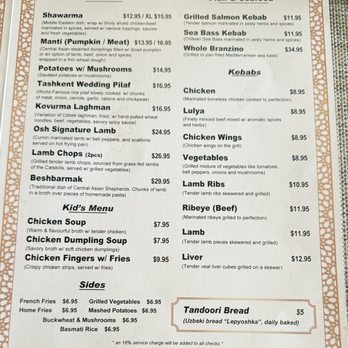 Osh Tea Room - Menu - Uzbek Near Me - Hollywood, Florida