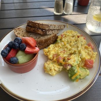 Millside Cafe - Avocado & tomato scramble, multigrain toast, fruit cup - American Near Me - Lafayette, New Jersey