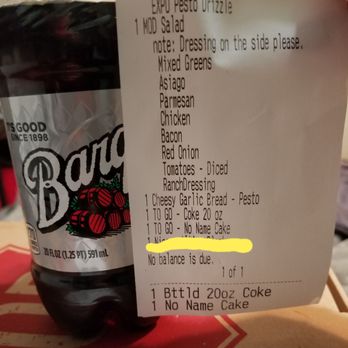 MOD Pizza - 20 oz. COKE? I'm pretty sure that Barq's isn't Coke. - Fast Food Near Me - Medford, Oregon