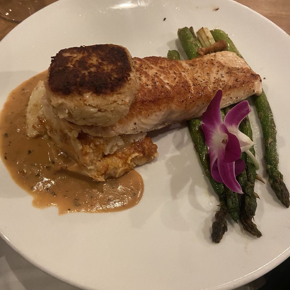 MB Grille - Salmon and crab cake - New American Near Me - Simi Valley, California MB Grille - Salmon and crab cake - New American Near Me - Simi Valley, California