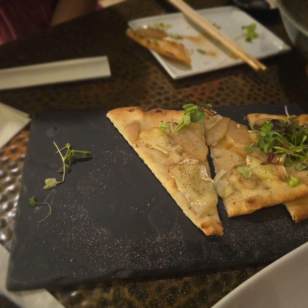 Wai'olu Ocean Cuisine - Brie & Poached Pear Flatbread - Sushi Bars Near Me - Honolulu, Hawaii Wai'olu Ocean Cuisine - Brie & Poached Pear Flatbread - Sushi Bars Near Me - Honolulu, Hawaii
