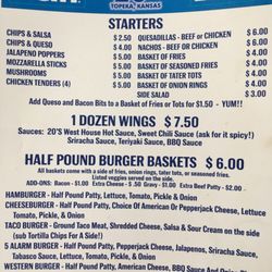 Riegel's 20's West - Menu