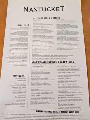 Menu photo 2 Nantucket Grill - Raleigh Raleigh, NC Menu photo 2 Nantucket Grill - Raleigh Raleigh, NC