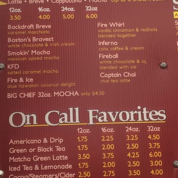 Li'l Firehouse Coffee - Close up of espresso menu - Coffee & Tea Near Me - Kennewick, Washington