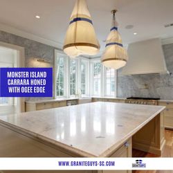 Granite Guys - Monster Island Carrara Honed With Ogee Edge Kitchen Countertop.
