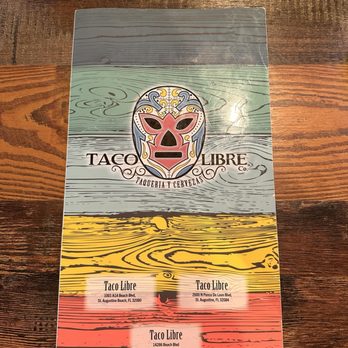 Taco Libre - Menu cover art - Mexican Near Me - St Augustine, Florida