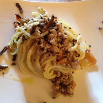 Locanda del Bracconiere - Strangozzi al ragù di quaglia con barbozzo e tartufo nero - Italian Near Me - Deruta, PG Locanda del Bracconiere - Strangozzi al ragù di quaglia con barbozzo e tartufo nero - Italian Near Me - Deruta, PG